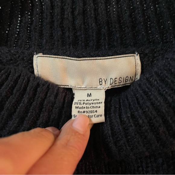 Nordstrom By Design Cupid Pompom Mock Neck Sweater Navy Blue Medium EUC - Picture 4 of 9